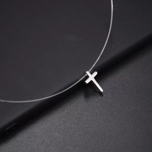 Cross Pendant Invisible Floating Necklace